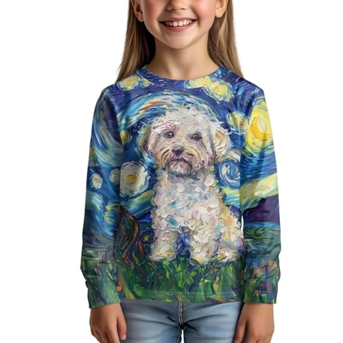 Image of WELLFLYHOM Long Sleeve T-Shirt for Boys Girls 3-16 Years Old Tee Tops Crewneck Pullover Shirts Fall Outfits
