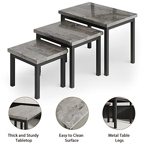 Homhougo Nesting Coffee Table, Set Of 3 End Tables For Living Room, Stacking Side Tables, Industrial Accent Table With Metal Frame #TOP2