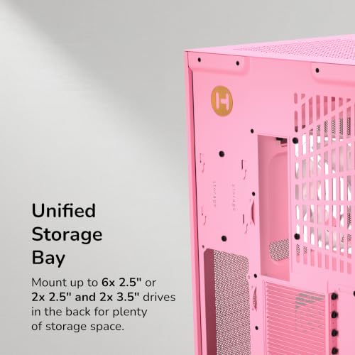 Image of HYTE Y50 RGB Essential Aesthetic Gaming PC Case - 4 aRGB Fans (1x 120mm + 1x 360mm Reverse) - Dual Chamber ATX Desktop Chassis - Rear Connect Motherboard Compatible - Strawberry Milk (Pink)