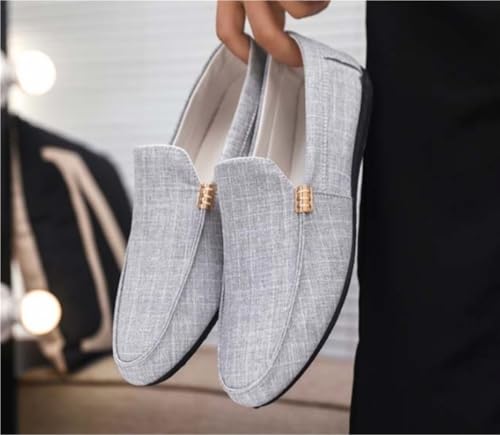 Mens Loafers Shoe Round Toe Cloth Loafer Shoes Flexible Lightweight Flat Heel Party Prom Slip-on3