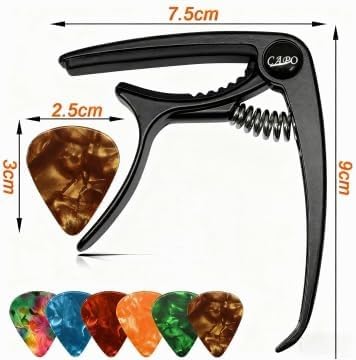 Kapodaster, Capo Gitarre, Kapodaster für Gitarre mit 6 Plektren, Trigger Kapodaster Capotastos für akustische E-Gitarren und Ukulele, Material Zinklegierung - View 4