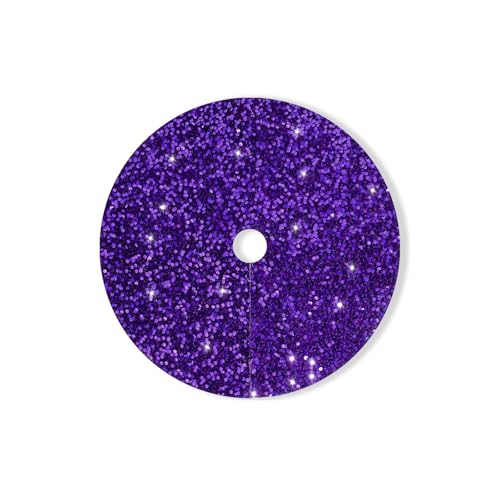 24 Inch Purple Sequin Christmas Tree Skirt?Large Xmas Tree Skirts Round Tree Base Skirt for Christmas Tree Decorations for Happy New Year Christmas Party Holiday Birthday