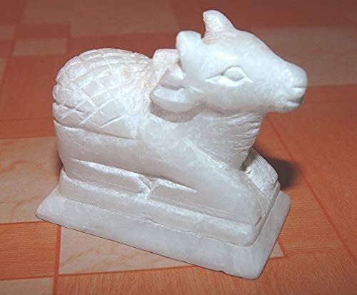 Pure Marble Handcrafted White Nandi Idol Statue for Pooja Home,Nandi-image-20