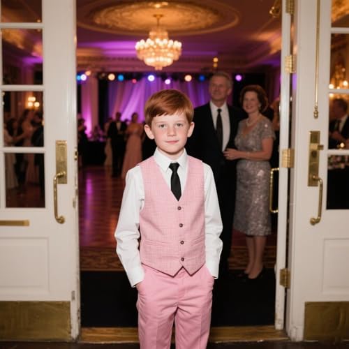 Boys Linen Suit Vest for Kids Casual Slim Fit Beach Wedding Waistcoat Teens Prom Party Dress Vests Toddler Tuxedo4