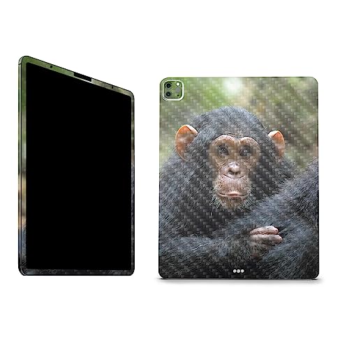 Image of MightySkins Carbon Fiber Skin Compatible with Apple iPad Pro 12.9 inch M2 6th Gen (2022) Full Wrap Kit - Baby Chimp | Protective, Durable Textured Carbon Fiber Finish | Easy to Apply | Made in The USA