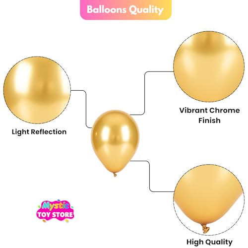 Image of 50 Pcs Pink Gold White Metallic Chrome Balloons for Birthday Decoration Items Anniversary Baby Shower Boys Girls Kids Year With Latex Transparent Metallic Balloon Happy Birthday Decoration Kit Combo