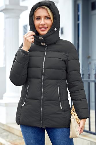 Womens Packable Puffer Jacket Winter Coat with Hood Warm Lightweight Thickened Down Jacket4