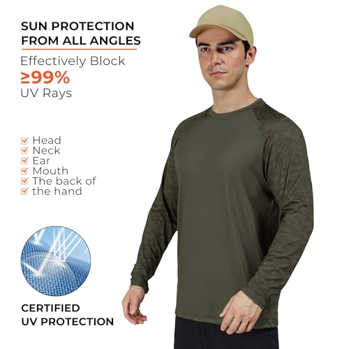 Rodeel Mens Loose-Fit Fishing T-shirt Bluff Performance Long Sleeve Shirt UPF 50 Raglan Sleeve2