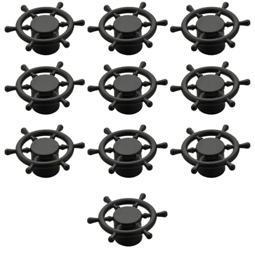 Image of Ship Wheel Design Knob for Drawer /Door Knob /Drawer Knobs /Decorative Knobs and Pulls (Black Finish) Zinc Alloy Pack of 10-| 3 Years Warranty |