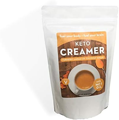 Keto Creamer with MCT Oil, Dairy Free Super Creamer|Turmeric Sweetened withCoconut Sugar, 8oz Resealable Bag