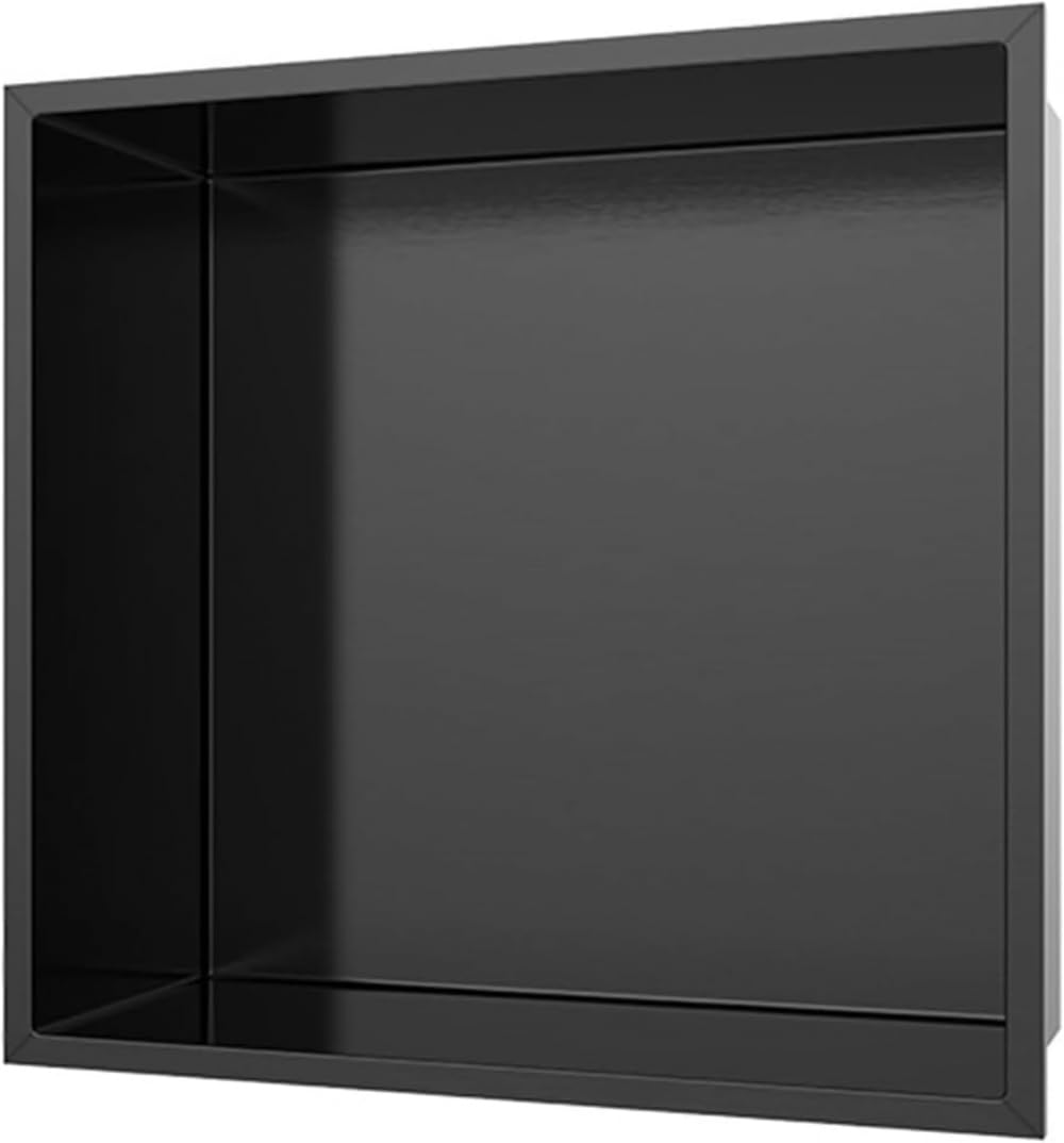 Support de douche encastré en acier inoxydable premium, étagère durable noire 30,5 cm