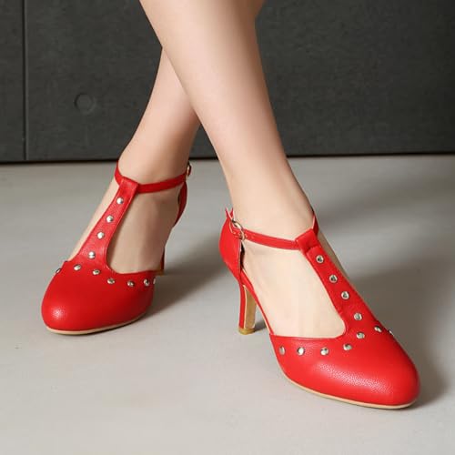 Image of ForeMode Fashion Women T-Strap High Heels Bow Platform Round Toe Pumps Leather Summer Sweet Shoes