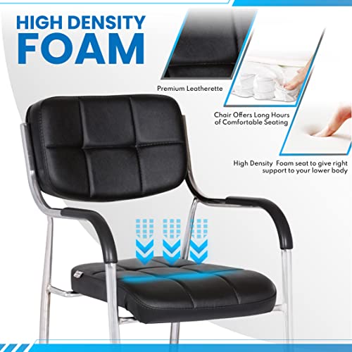 Image of Da URBAN Barfi Leatherette | Heavy Duty Metal Frame| Visitor /Study /Office Chair with Arms (Black)