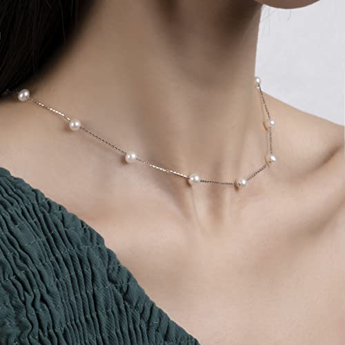 925 Sterling Silver Dainty Freshwater Cultured Pearl Choker Necklace White Genuine Real Pearl Charm Necklaces Jewelry Gifts for Her2
