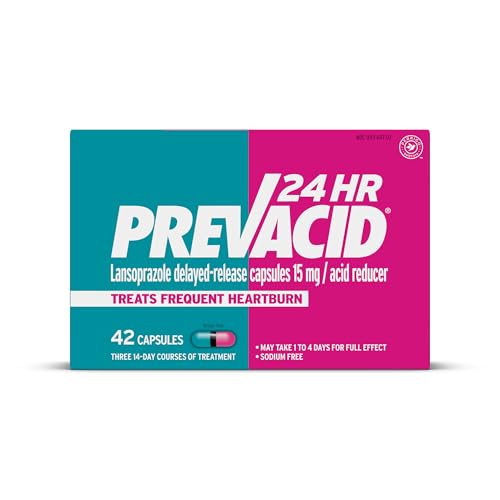 Prevacid 24HR Lansoprazole Capsules 15 mg Acid Reducer Delayed-Release PPI for Frequent Heartburn Relief 42 Count