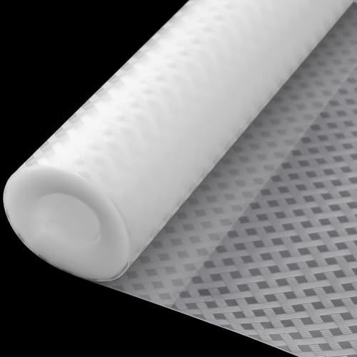Zindoo Tapis Fond de Tiroir Antiderapant Grille Transparent Protection Tiroir Cuisine EVA Non-adhésif La Découpe Personnalisable Antibacterien Étanches pour Tiroir Frigo Placard 30x150CM (3 Rouleaux)