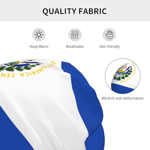 Flag of El Salvador Children Hip Hop Knitted Hat Kids Elastic Leisure Knit Cap Warm Sleep Beanies Black3
