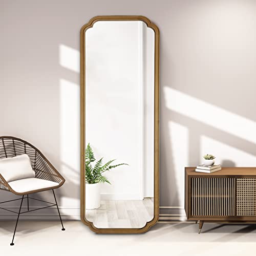WallBeyond Full Length Mirror Wall Mounted 65"x22", Rustic Wooden Frame Floor Mirror, Large Full Body Mirror for Bedroom, Leaning or Hanging Against Wall (Naturl Solid Wood) - Image 4