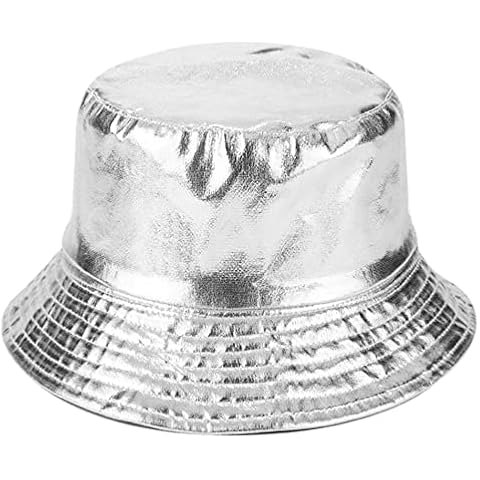 Joylife Metallic Bucket Hat Trendy Fisherman Hats Unisex Reversible Packable Cap - silver - One Size Cover