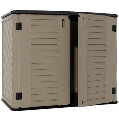 ZZM 4x2.5 FT Outdoor Storage Shed, Resin Waterproof Storage Cabinet for Garden Tools with Lockable Lid,Latch (Coffee)