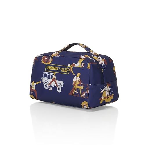 Image of American Tourister x Love Child by Masaba Polyester Travel Kit /Multipurpose Toiletry & Cosmetic Bag /Water-Resistant Organizer Pouch /Stylish & Lightweight for Men & Women- Navy Blue
