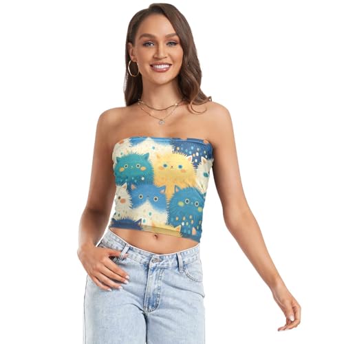 Vintage Birds Flower Butterfly Summer Sexy Tube Top Fashion Strapless Crop Top Bra Cover for Teen Girls Surgery