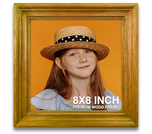 Image of Photo Frames 8x8 inch | Wall Frames | Small picture Frame | Yellow Wood Frame for Wall | Bright and Stylish Decor for Home & Office, Great Gift for Friends & Family (8x8 inch, Yellow)