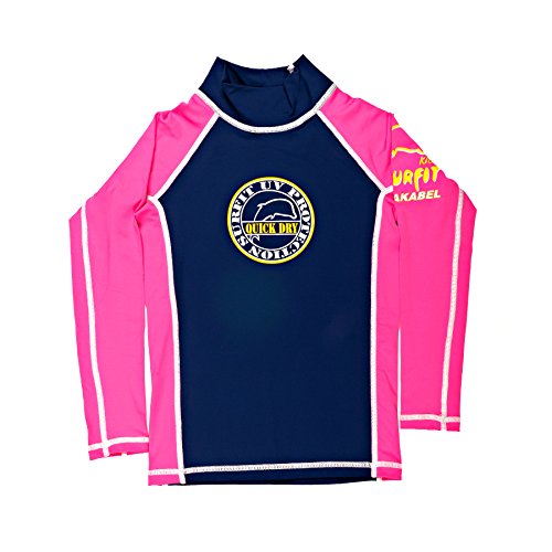 Surfit Girls Quickdry, Camiseta de manga larga para Niña, Azul (Navy/Pink), XXL