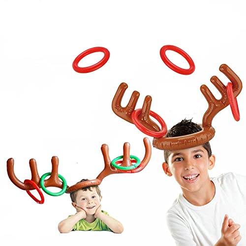 Kerstmis Gooispellen Opblaasbare rendier geweihoed met ringen party plezier voor de hele familie - Image 7