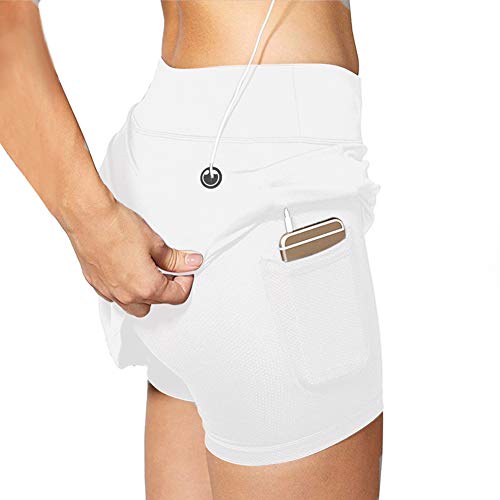 SPRING SEAON Women's Golf Active Skorts Skirt with Pockets High Waist Running Skirt for Athletic Skirt White