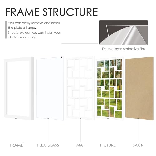 Image of DUENPY 22x32 Collage Picture Frame 4x6 Picture Frames Collage Wall Decor Displays twenty four 4x6 inch Photos Available Horizontal Wall Mounting Display and Vertical White
