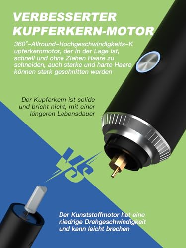 Nasenhaartrimmer, USB Wiederaufladbarer Nasenhaartrimmer mit LED-Anzeige, 2 IN 1 Schmerzfreier...