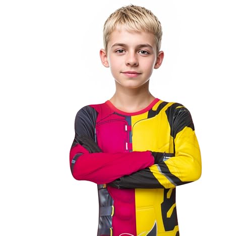 Djylbv Kids Hero Hero Cosplay Costume Red And Yellow Combinatio Halloween Spandex Full Jumpsuit 5-12 Years thumb #1