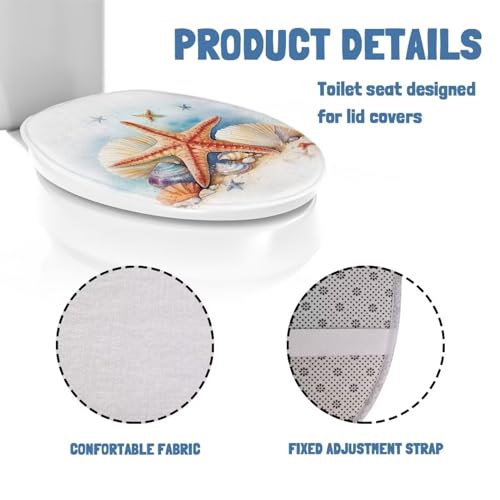 Bivxisrvo Starfish Print Bathroom Toilet Lid Seat Toilet Protector Cover Soft, Dustproof Polyester Fabric Toilet Seat Cover Covers Stains, Stays Clean, Easy To Install - Image 5