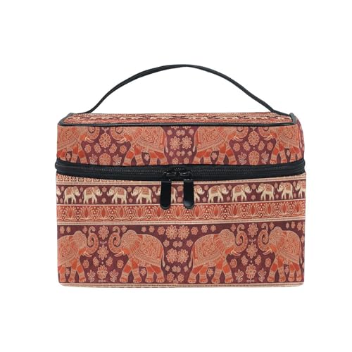 Mnsruu Makeup Bag, African Elephants With Lotus Travel Makeup Organizer Bag Cosmetic Cases Toiletry Bags for Girl Women Ladies