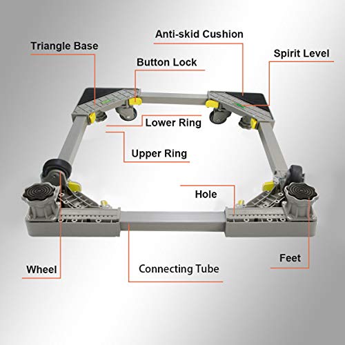 image for Allesin Furniture Dolly Rollers Adjustable Movable Base with 4 Rubber 