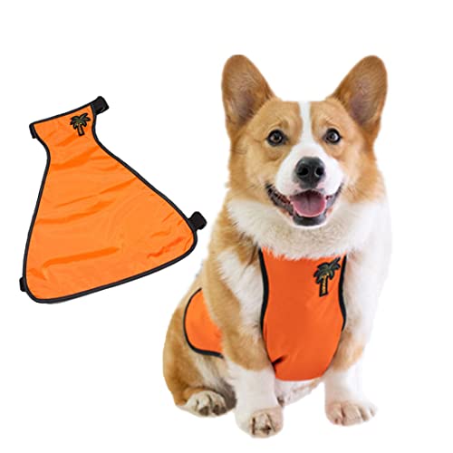 ISUPY 犬用レインエプロン 男の子 女の子 お腹エプロン 泥よけ 防水 小型犬 中型犬 ドッグウエア ダックス 雨具 カッパ マジックテープ お出かけ お散歩 ペット用品 (M,オレンジ(雌))