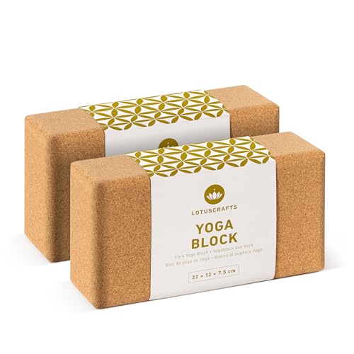 Lotuscrafts® Yoga Block Kork 2er Set oder Einzeln, Korkblock in 2 Größen, Made in...