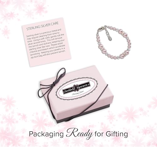 Image of Cherished Moments Children's 925 Sterling Silver Bracelet with Pink Simulated Austrian Pearls for Girls (LG)