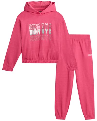 DKNY Girls Fleece Set - 2 Piece Matching Set Sweatshirts and Sweatpants - Girls' Fashion Fleece Outfit (4-16)