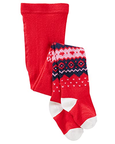 OshKosh B'gosh Girls Red Holiday Tights, Red, 12-24m