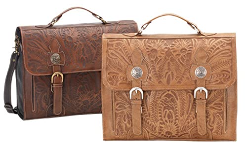 American West Leather Briefcase Stagecoach Collection - 100% Genuine Leather2