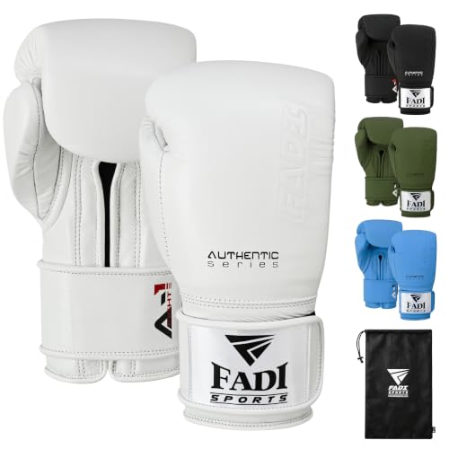 Fadi Sports A1 Pro Boxing Gloves, Genuine Cowhide Leather, Training & Sparring Gloves for Men & Women, Muay Thai MMA Kickboxing Heavy Bag Mitt Work, Multi-Layer Foam, Ventilated Palm, 10 12 14 16 Oz