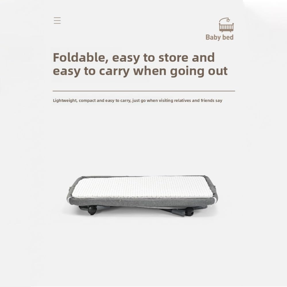 Lit Portable 3 en 1 Gris | Berceau Réglable avec Moustiquaire Respirante