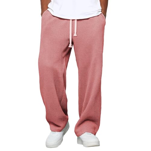 Cómodos pantalones de ocio con porcentaje elástico para el día a día y actividades, Rosa., 4XL