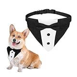 Tuxedo Bandana Collar with Bow Tie Pet Wedding Tux Formal Costumes Engagement Birthday Pets Suit Outfit for Dog Cat
