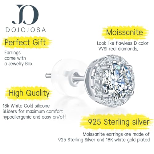 Moissanite Stud Earrings 925 Sterling Silver Lab Created Earrings for Women Men DOJOJOSA Jewelry Gifts2