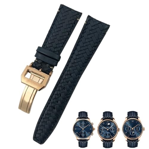 Bracelet montre cuir souple bleu IWC Portugieser évite la rigidité au poignet