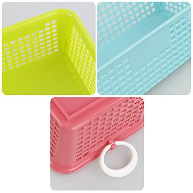 Plastic Office Desktop Storage Basket, 6 Packs Small Colored Baskets