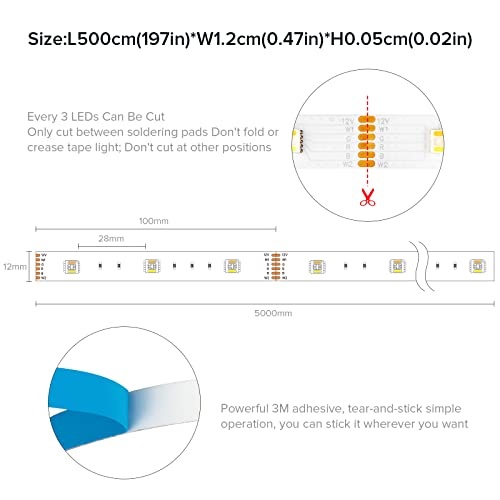 Tira de LED RGB+CCT SEZO 5 en 1 Dimmable 16.4FT 12V miniatura 5
